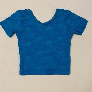 Blue Lace Crop Top